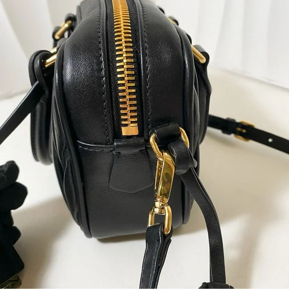 Miu Miu Matelassé Black Leather Bowling Bag - Picture 4 of 14